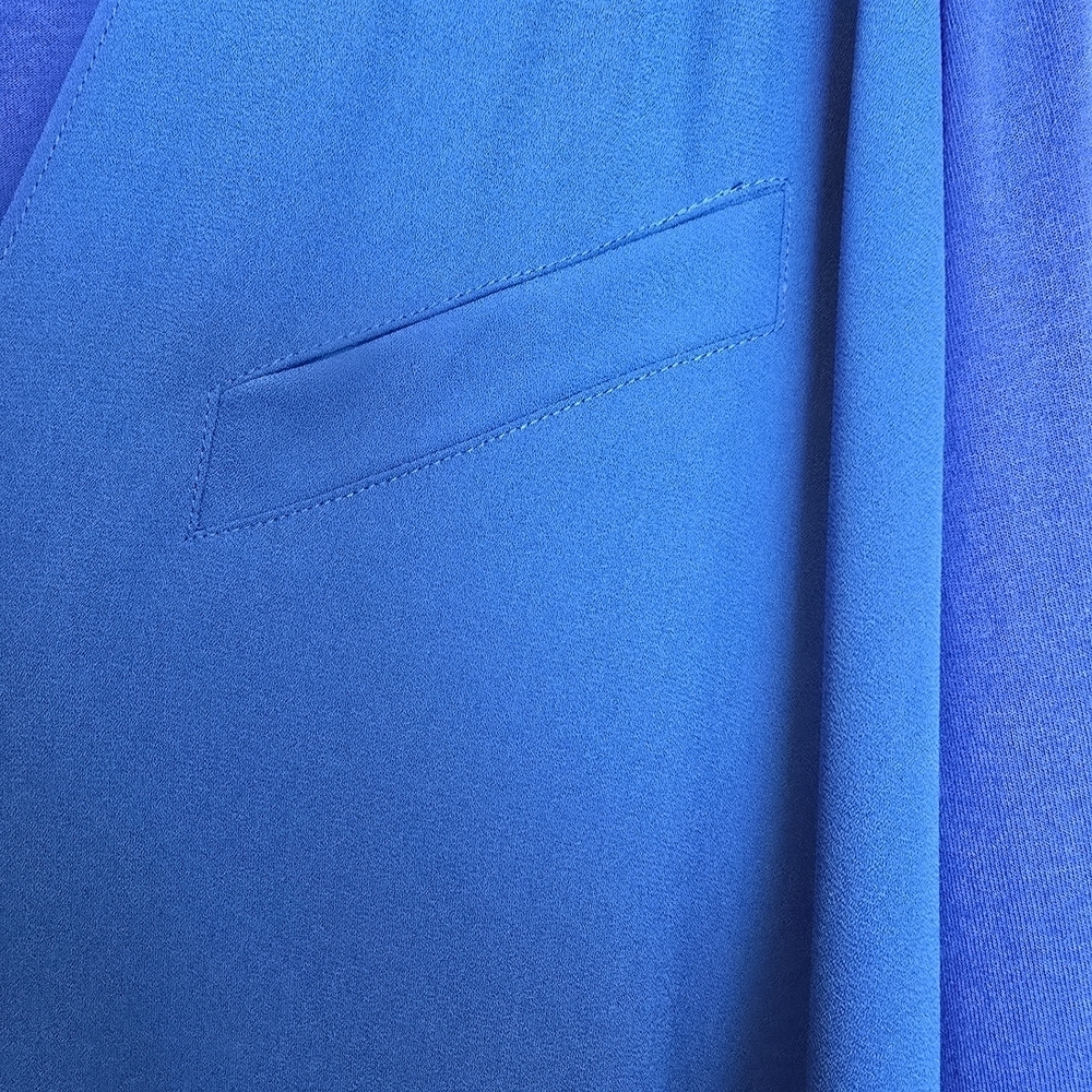 Vince Camuto Royal Blue Fauz Wrap Drape Blouse - Picture 4 of 4